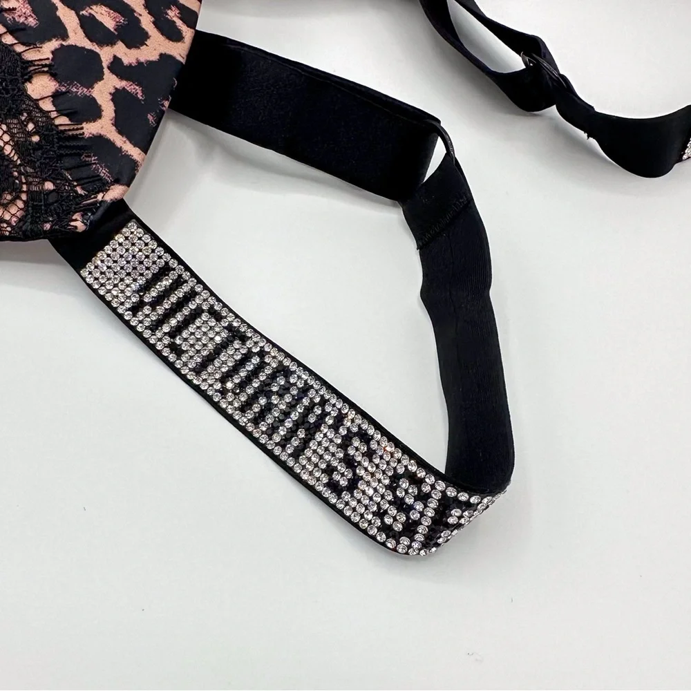 Victoria's Secret Very Sexy Leopard Print Lace Shine Strap Push-Up Bra - Picture 4 of 8